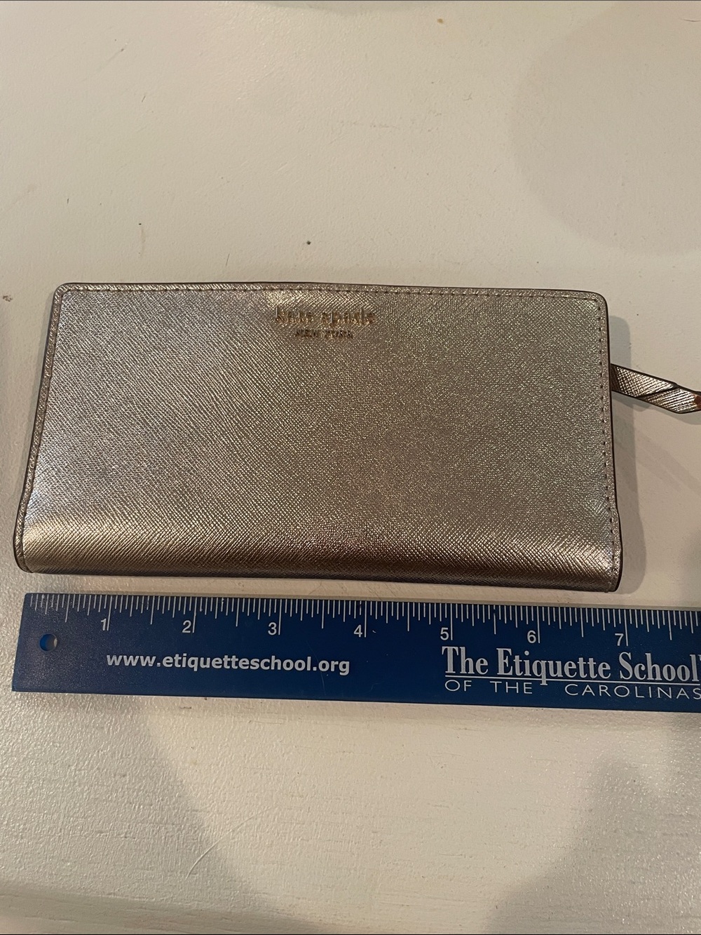kate spade metallic gold zip wallet